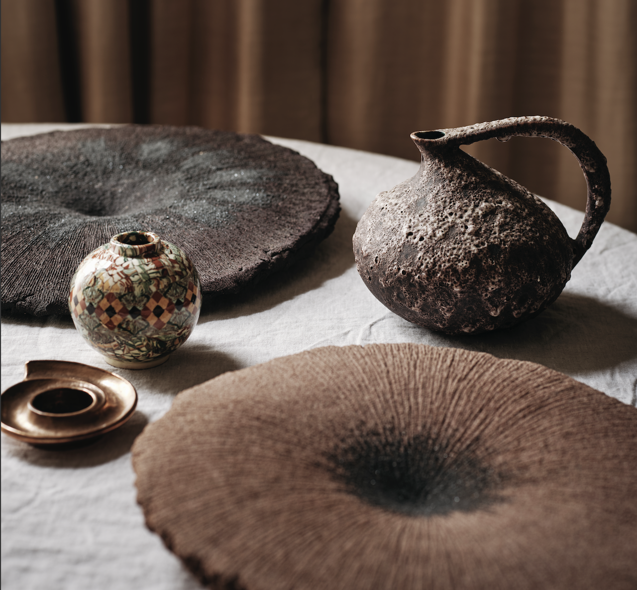Two Vallauris Clay Mosaic Vases, by Jean Gerbino — Relic London